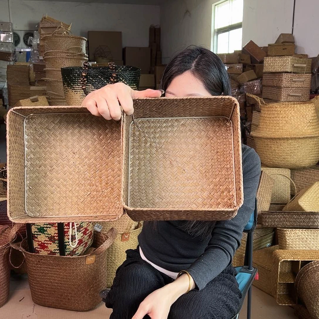 草编草编包/草编收纳盒带瑕疵
