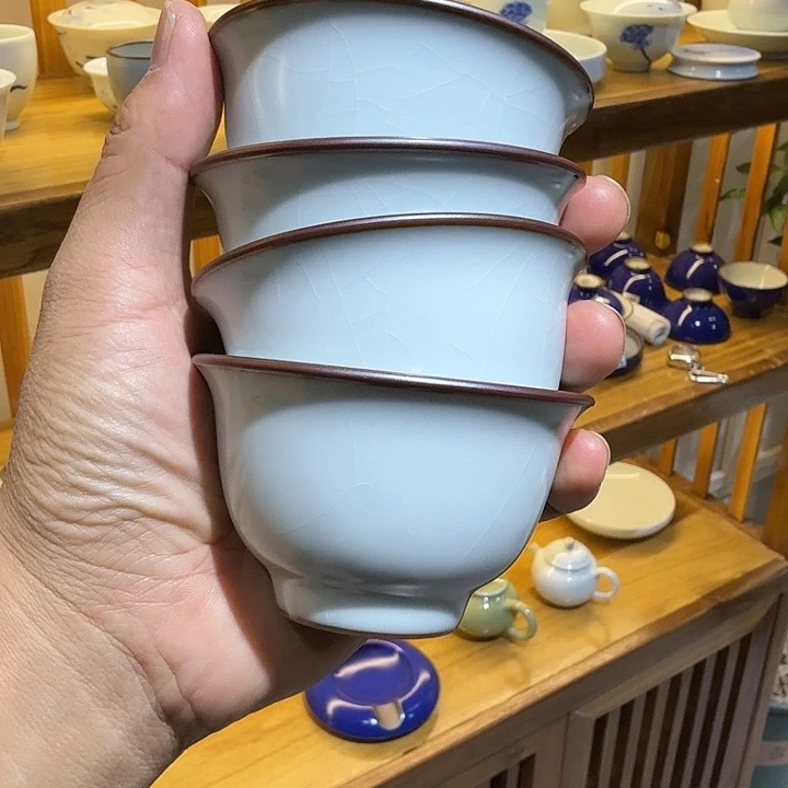 詹***生汝窑一号天青开大片微瑕