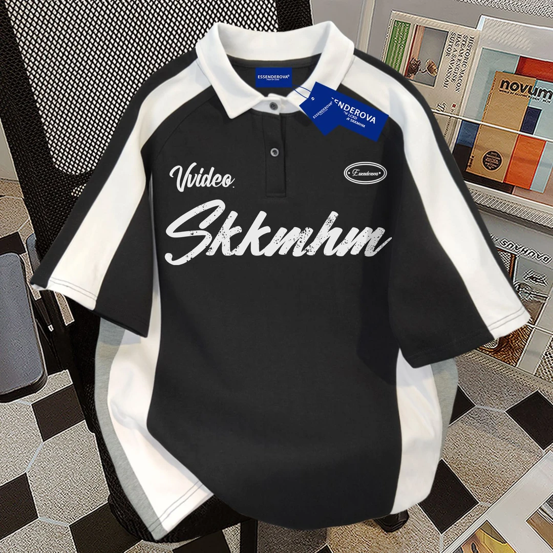 100%纯棉小众街头风短袖t恤男女款夏季爆款宽松拼接情侣上衣ins