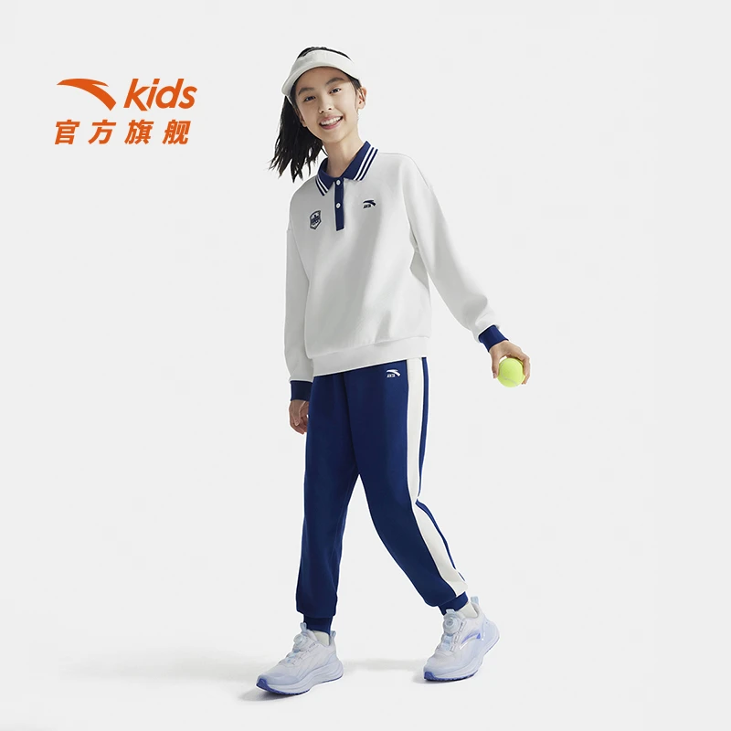 安踏儿童女童针织运动套2025新款舒适亲肤青少年运动时尚两件套潮