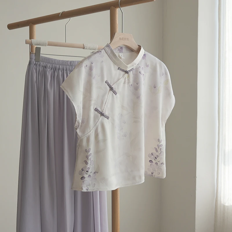 4806《兰落亭》原创原创新款中式国风盘扣衬衫文艺宽松独特上衣