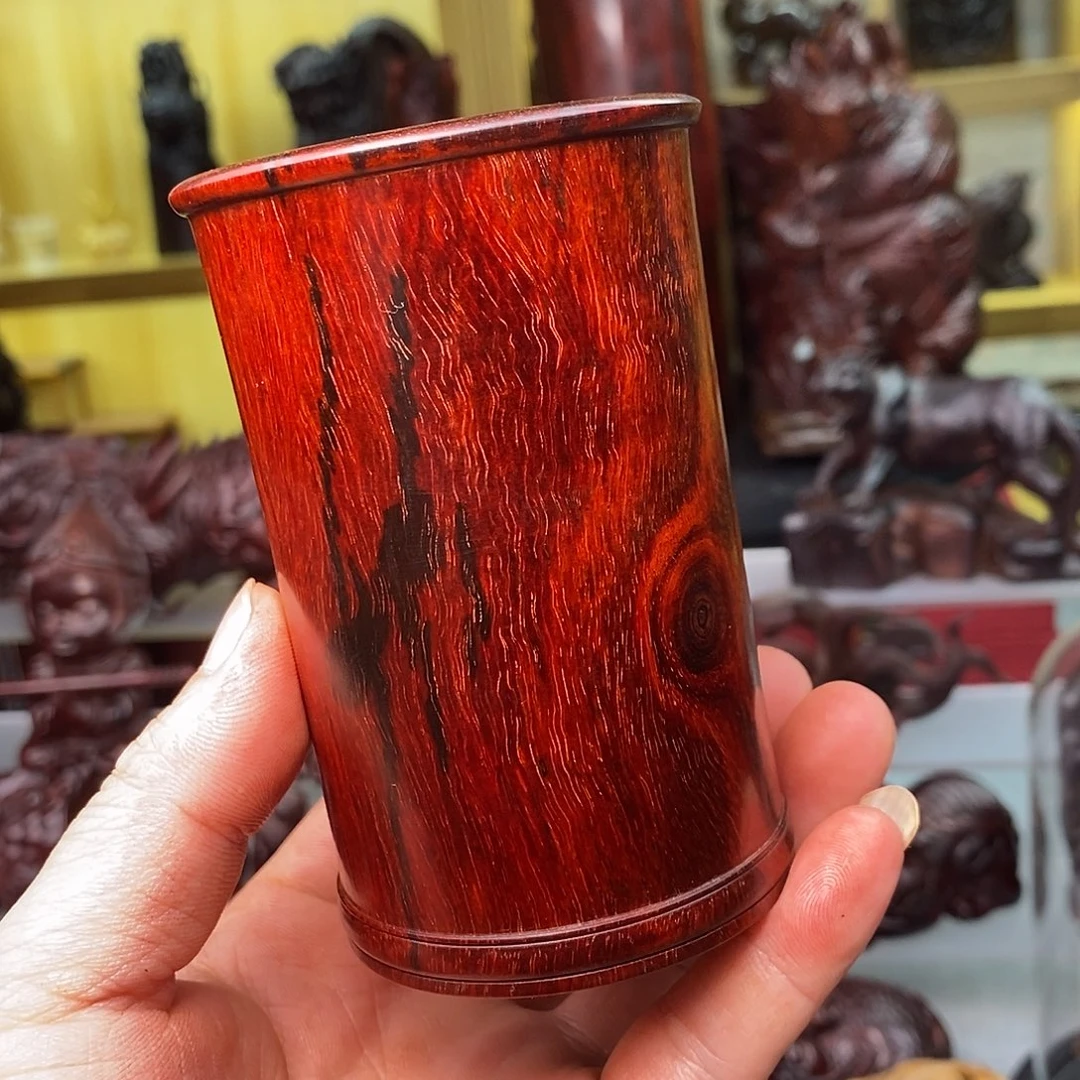 心***简小叶紫檀把件印度小叶紫檀笔筒