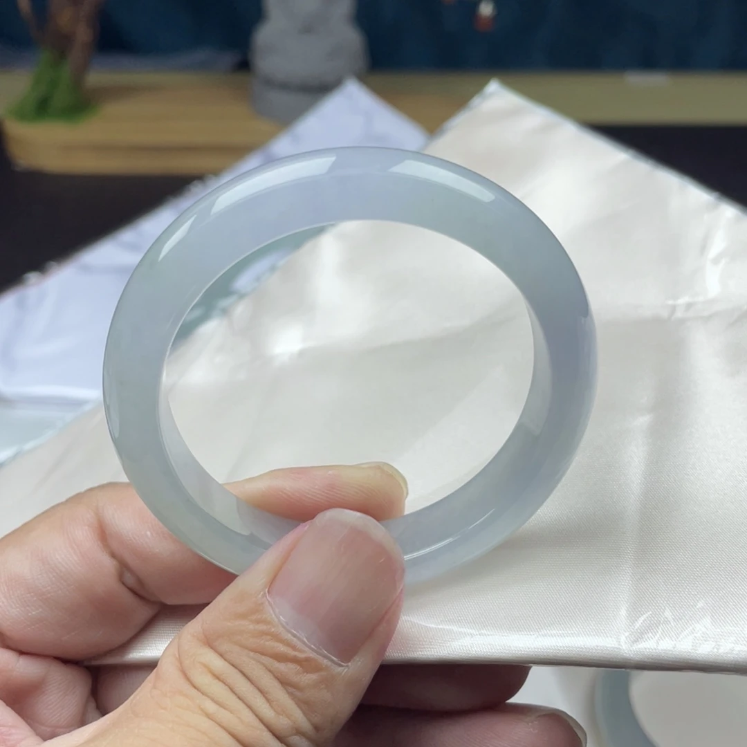 未镶嵌手镯翡翠51.4糯冰春彩种老起胶起莹