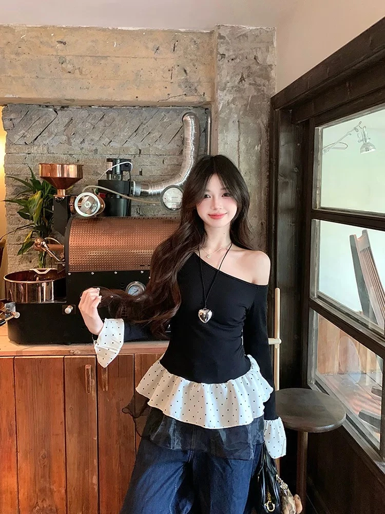 直播【401-599】(每天编号不同)辣妹长款T恤修身百搭高腰显瘦纯欲