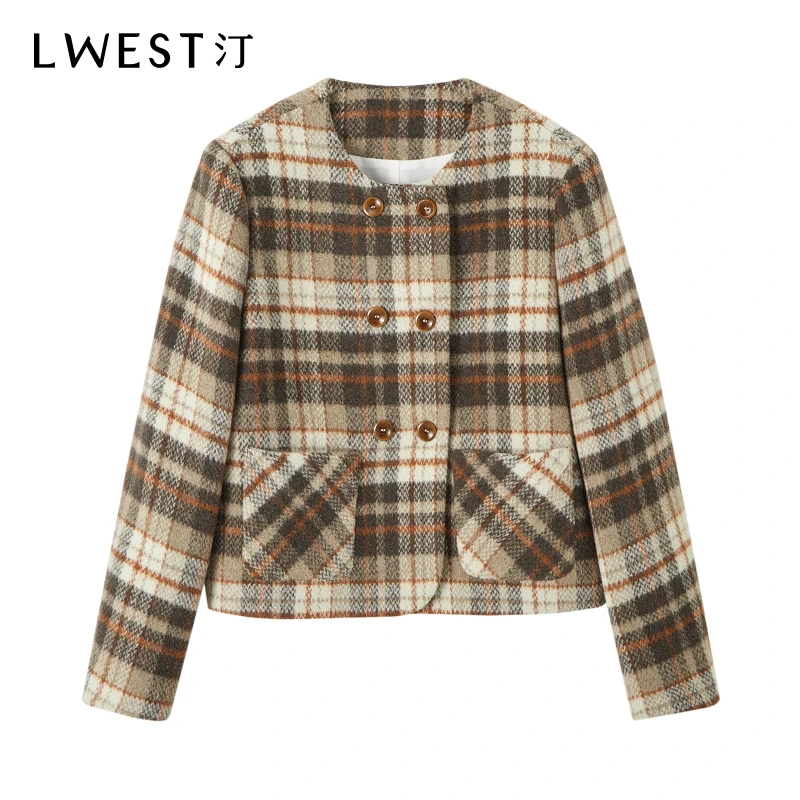 【丽公主专属】朗文斯汀气质格纹毛呢短外套DZMW4510C12964