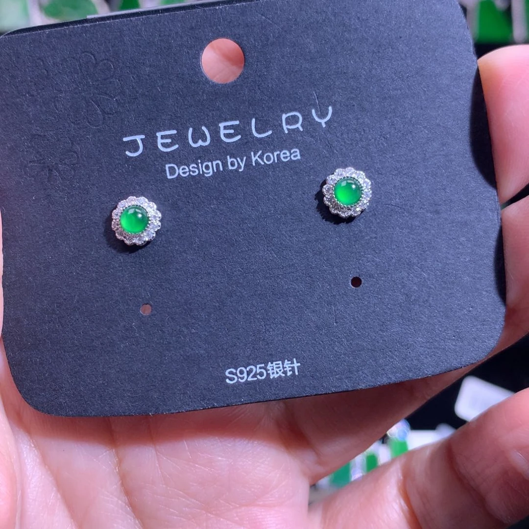 【闪购商品】银S925镶嵌翡翠耳饰