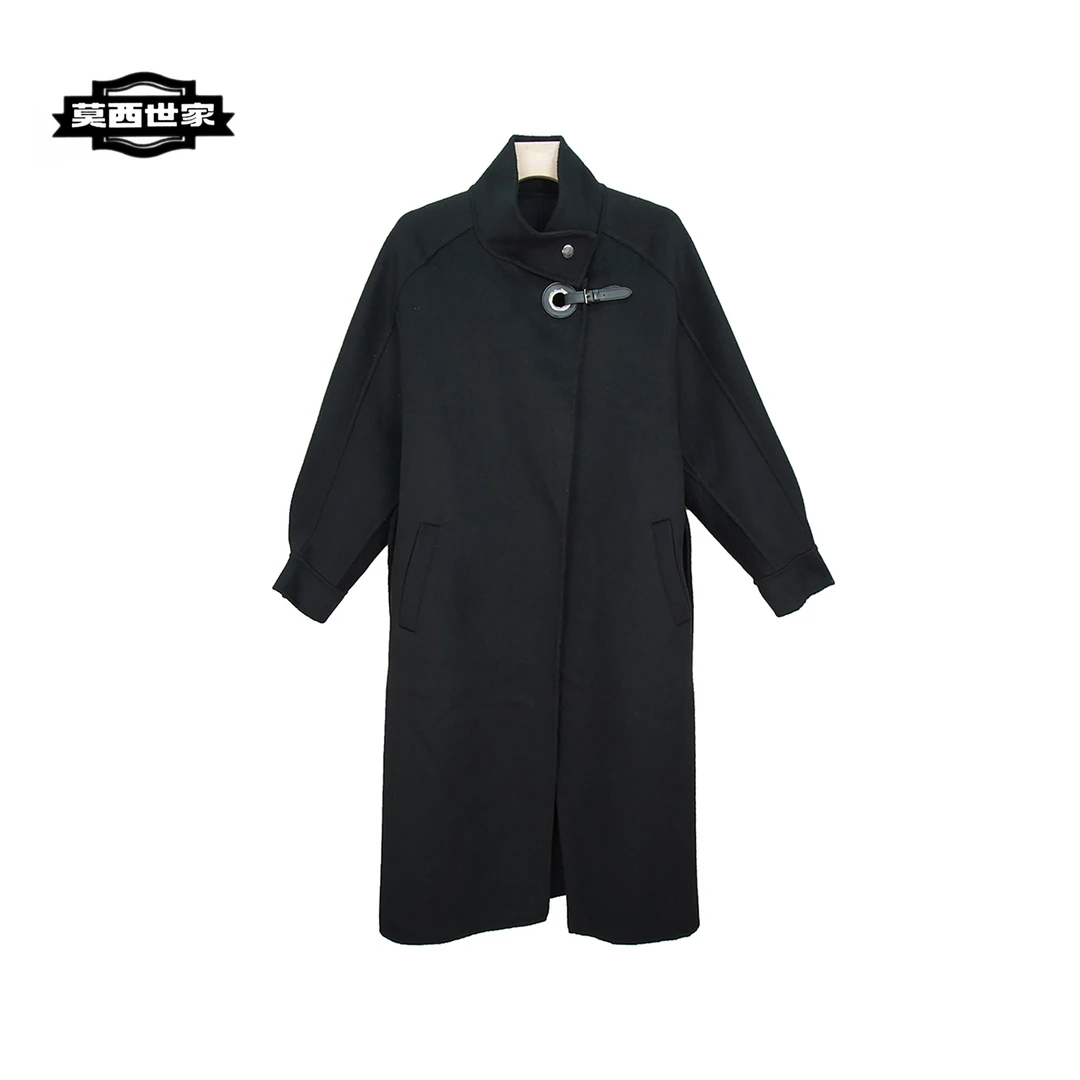 DY8025冬季新款黑色名媛气质简约设计感长款大衣