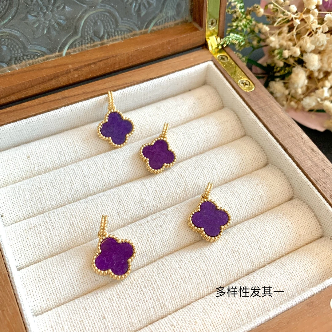 潮生石丨18K金镶舒俱来帝王紫四叶草吊坠/多样性发其一/11171388
