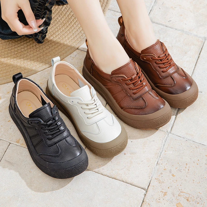 25201春秋透气百搭舒适软底圆头厚底一脚蹬平底浅口复古防滑单鞋