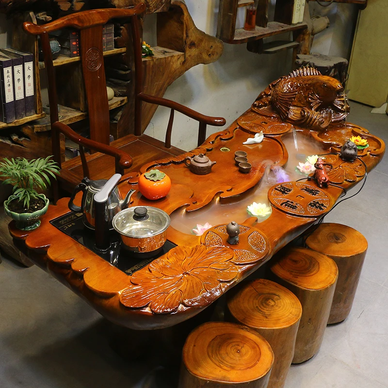 楠木新中式家用茶几树根根雕茶台茶几实木功夫茶桌HC10510