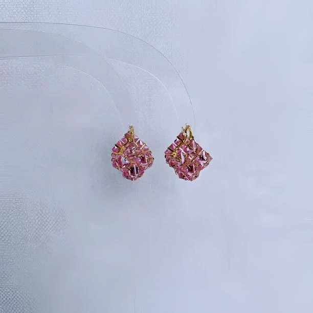 925银仿水晶耳饰 女耳环粉色时尚轻奢气质百搭精致甜美少女耳钉