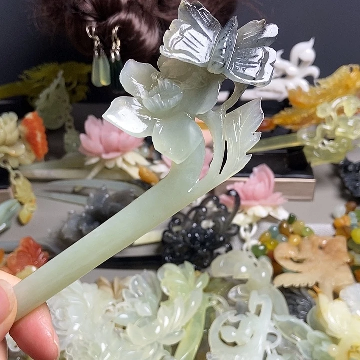 岫玉未镶嵌发簪发簪