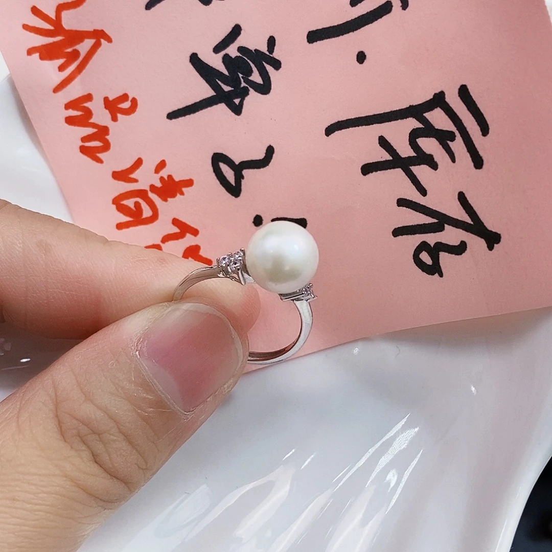 银S925镶嵌特价真天女戒指不退不换海水珍珠