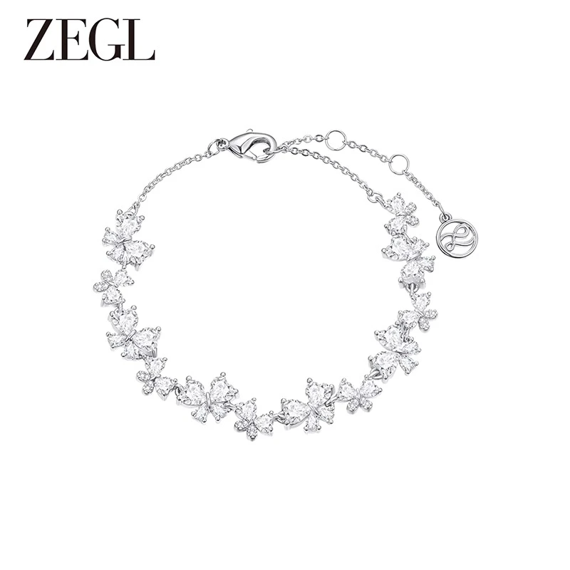 ZEGL 铜合金合成锆石手链 微笑紫藤花手链女情人节礼物送女友手饰