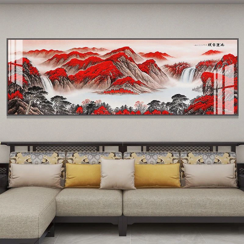 客厅装饰画山水画新中式沙发背景墙壁画鸿运当头办公室书房挂画