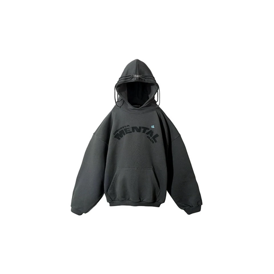 DMC 蝴蝶印花休闲连帽卫衣 水洗灰 ssth13