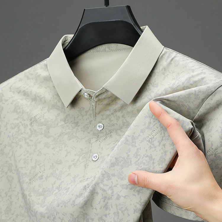 利郎商务休闲男士短袖夏季时尚印花冰丝凉感POLO衫翻领舒适半袖