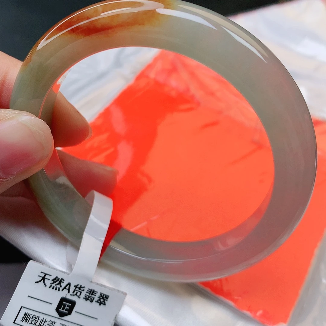 未镶嵌手镯翡翠纯天然A货翡翠冰红翡335号