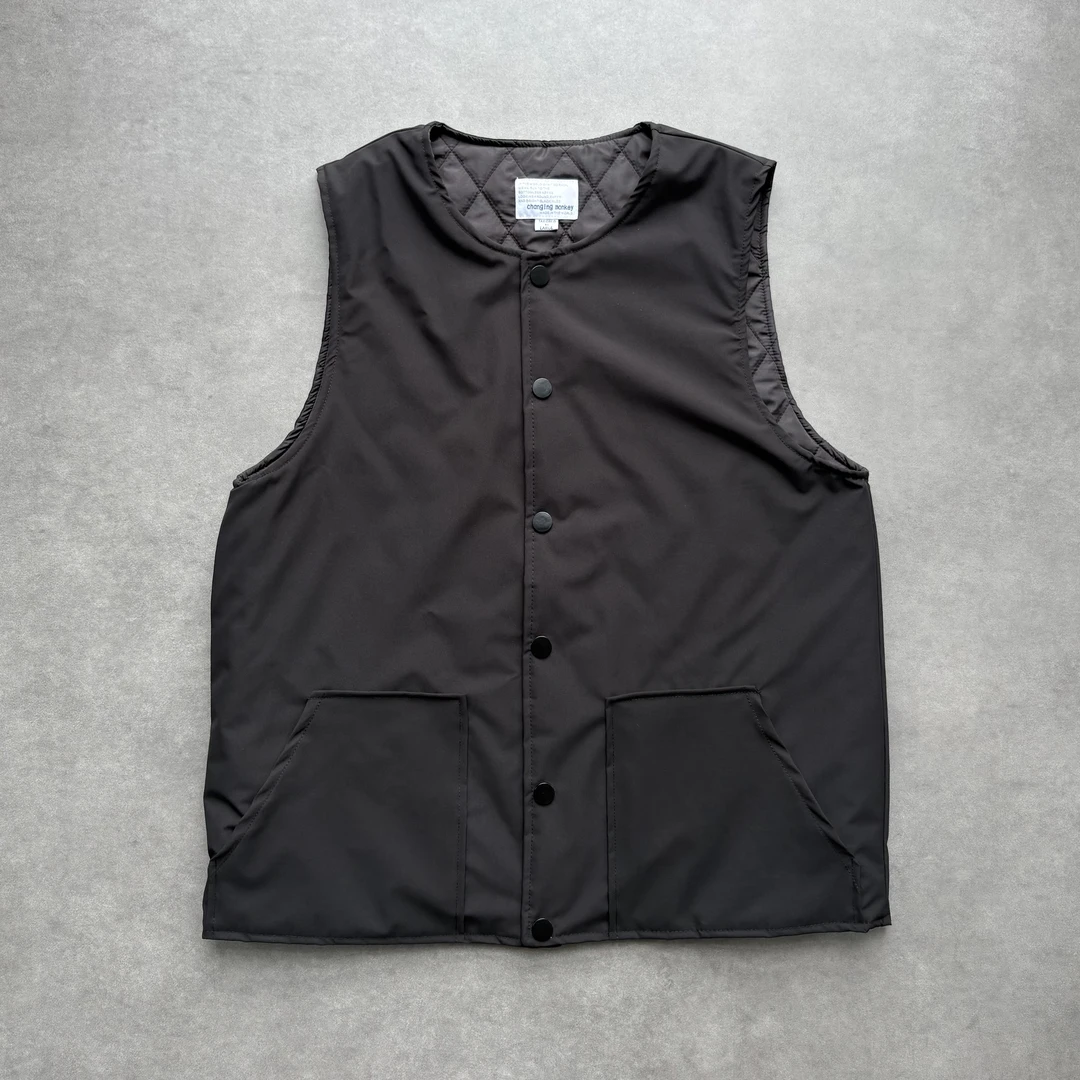 WX2501#男女同款无领加棉马甲直下摆保暖马甲短款常规款免烫秋冬