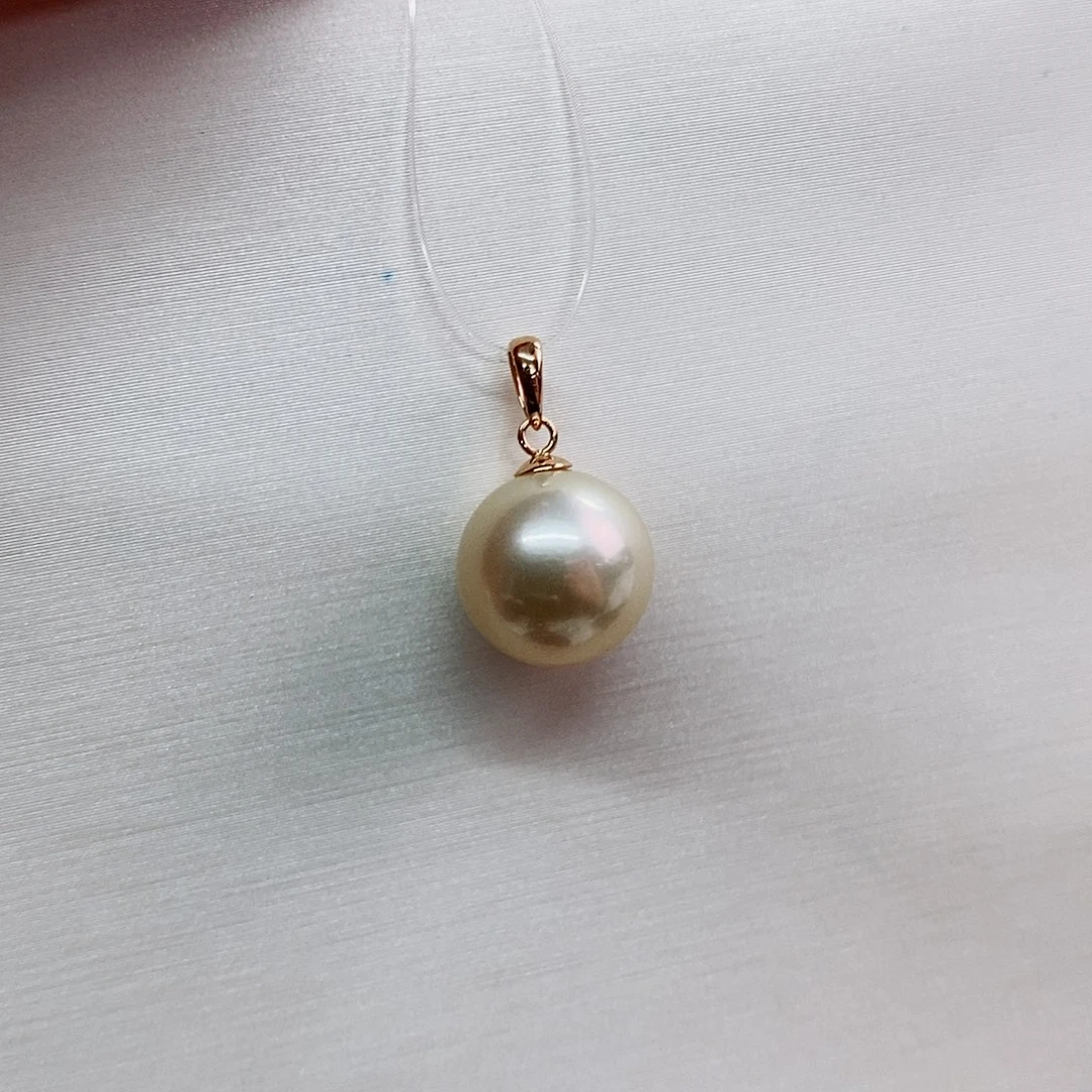 吊坠(不含链)18K金镶嵌海水珍珠10-11