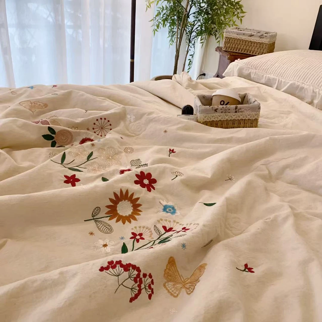 【雅趣】图兰朵花边款 高工艺 棉麻刺绣花边夏被手工一体被