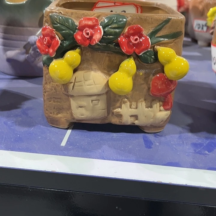 瓷片花盆捏花多肉工艺品