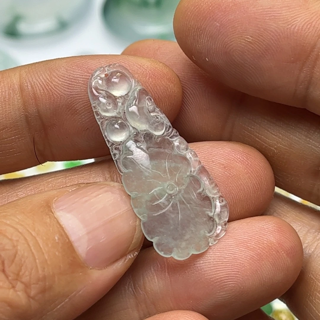 定制翡翠未镶嵌荷叶鱼