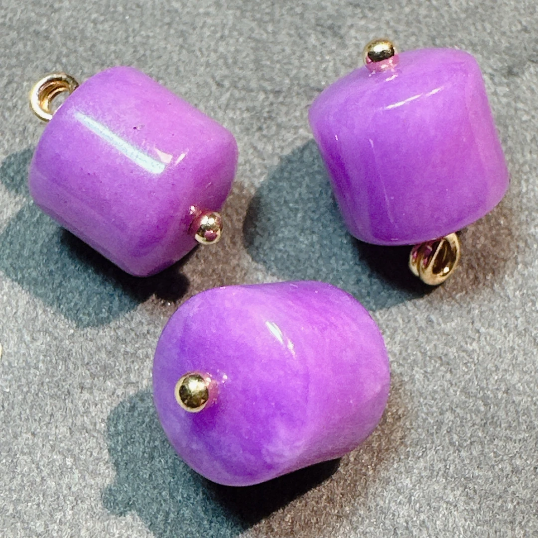 11×10mm天然玉石紫色桶珠纽扣新中式国风旗袍马甲衬衫大衣定制扣