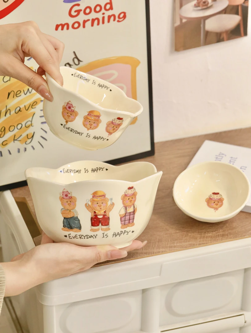 嘟嘟熊6英寸软萌治愈系碗瓷碗少女心网红酸奶碗小清新卡通碗