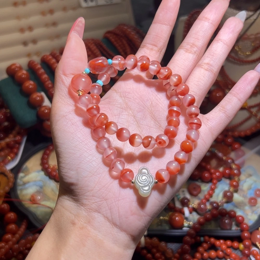 南红玛瑙未镶嵌手链7mm