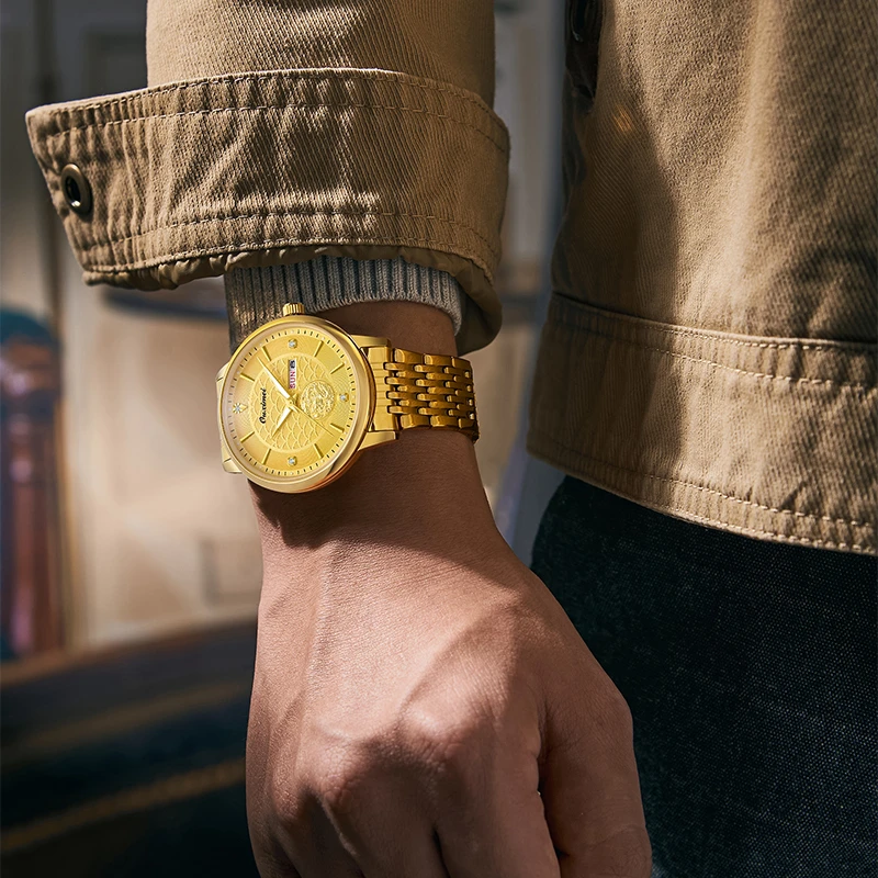 M经典时尚商务双日历男士全自动手表