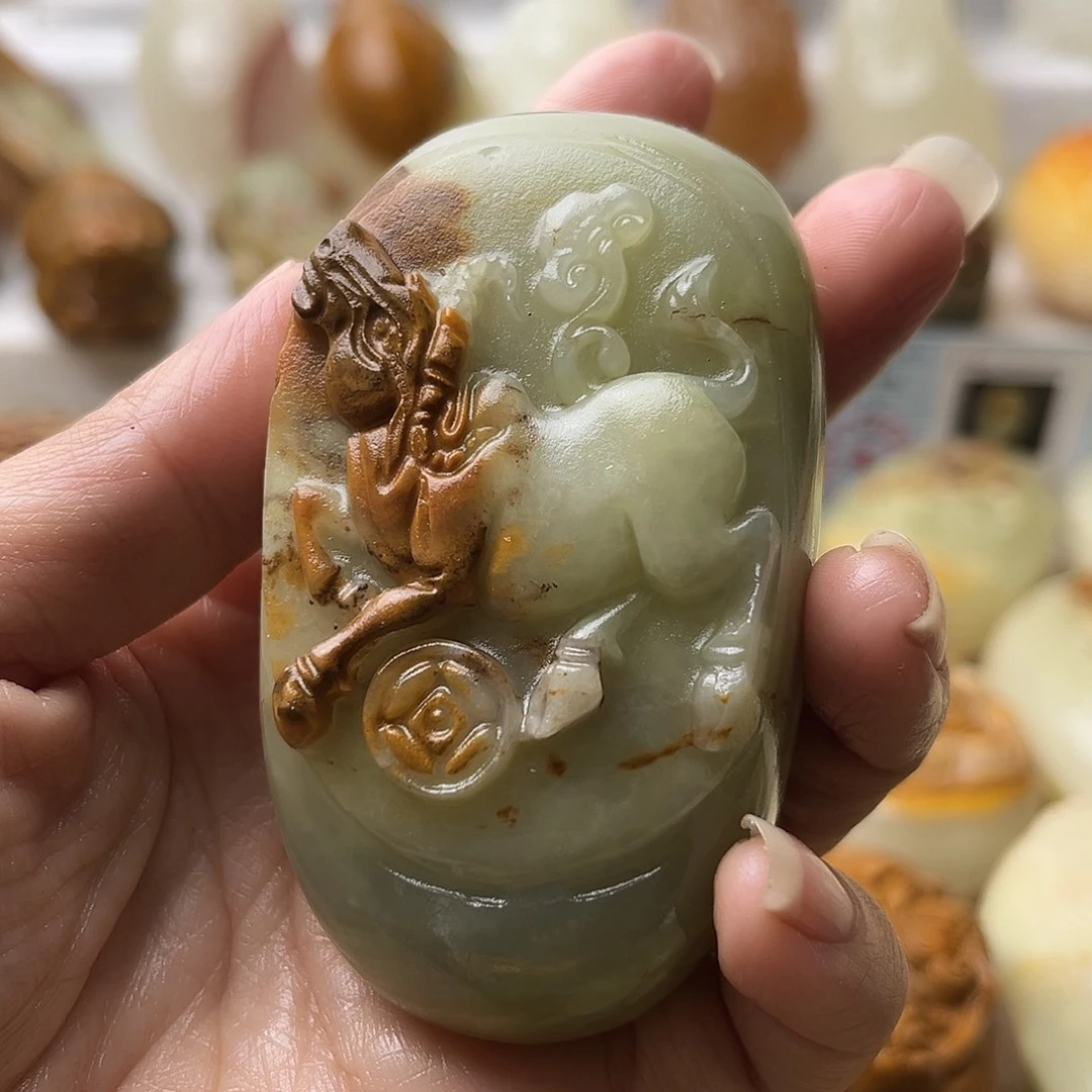 石材方解石手把摆件不退换牛微瑕