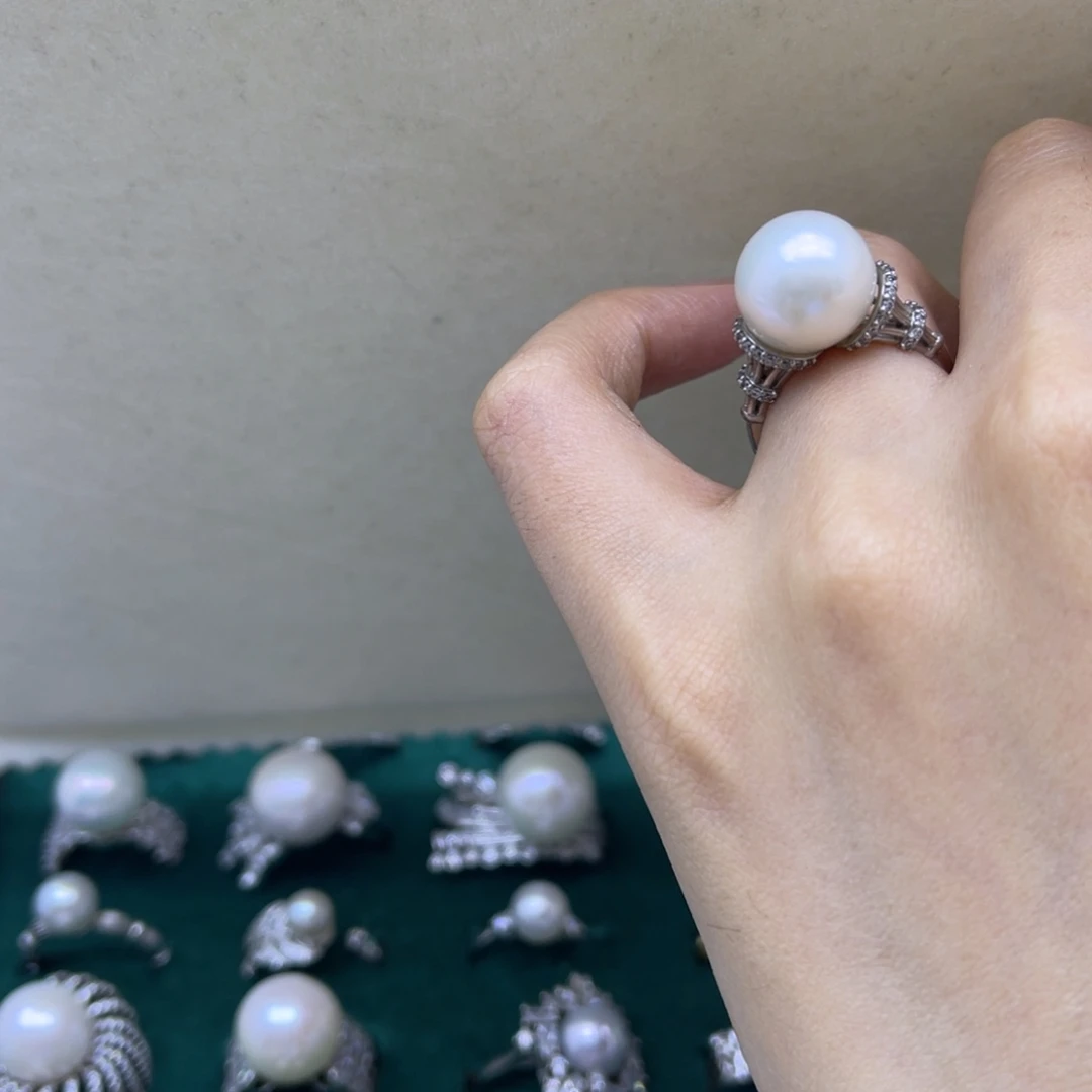 淡水珍珠银S925镶嵌戒指