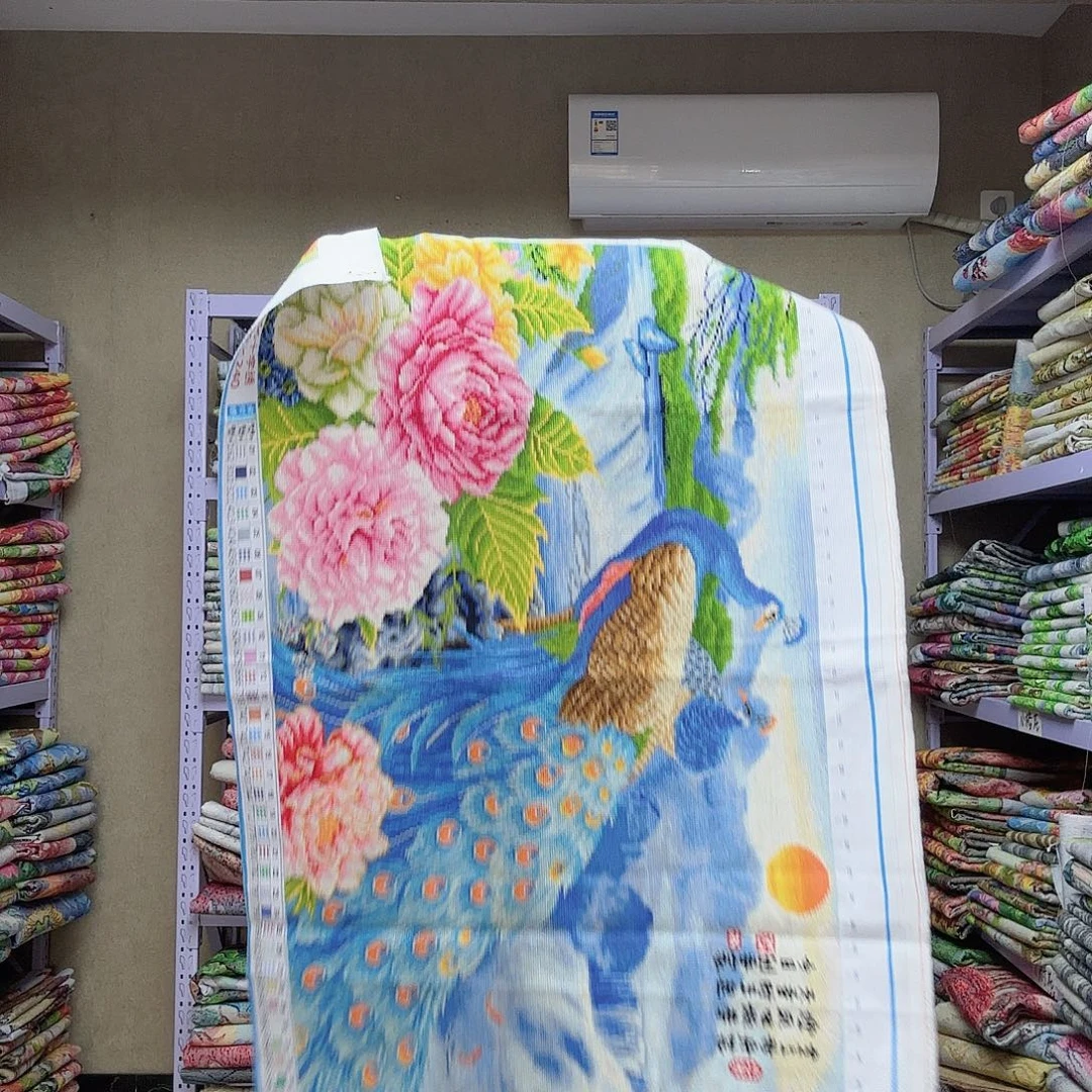 棉十字绣1.8花开孔雀