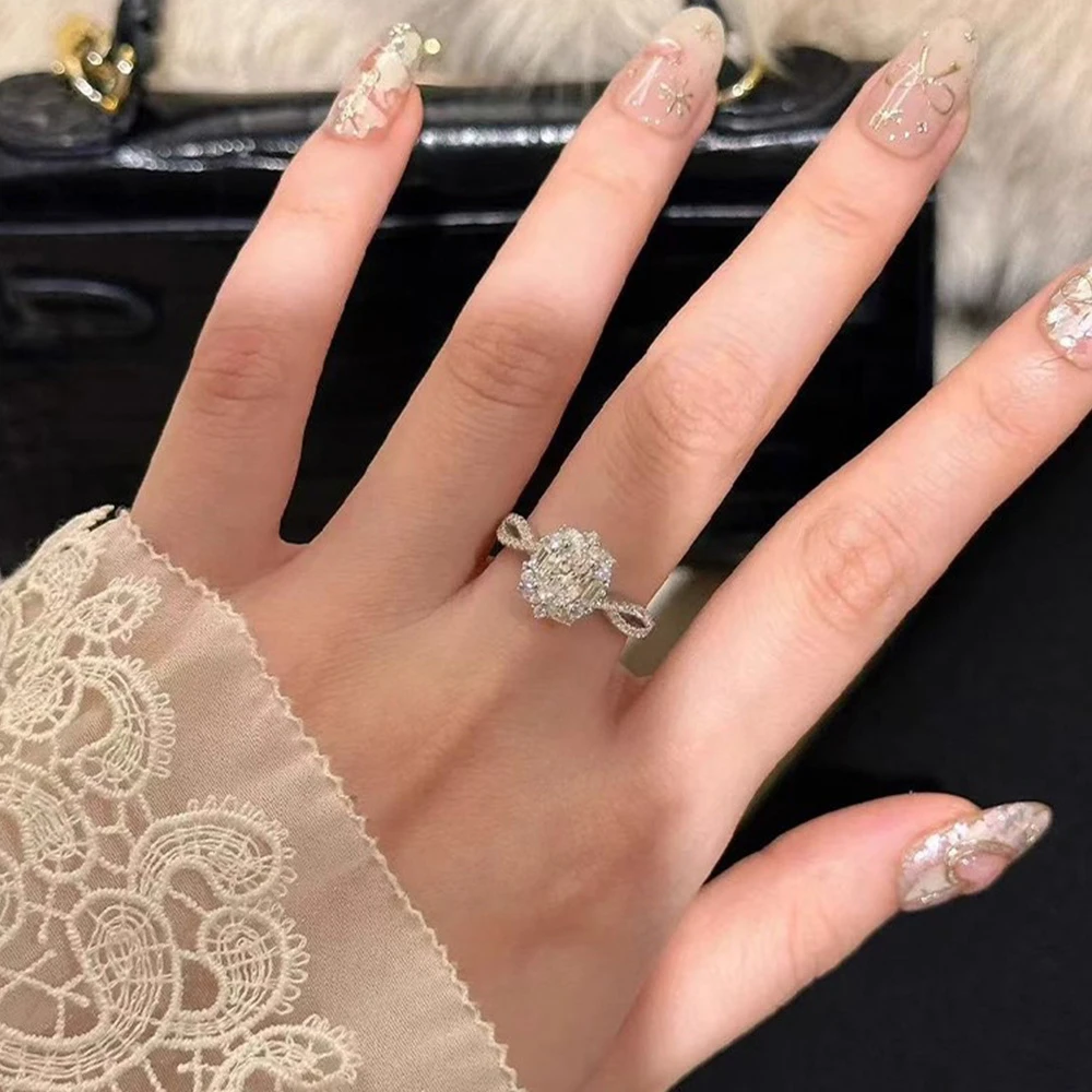 铜合金戒指 超闪水钻交叉锆石戒指女高级感食指戒2025新款指环潮