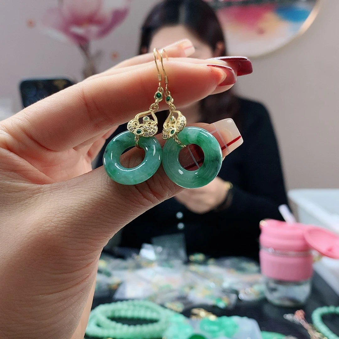 【闪购商品】翡翠耳饰银S925镶嵌h，