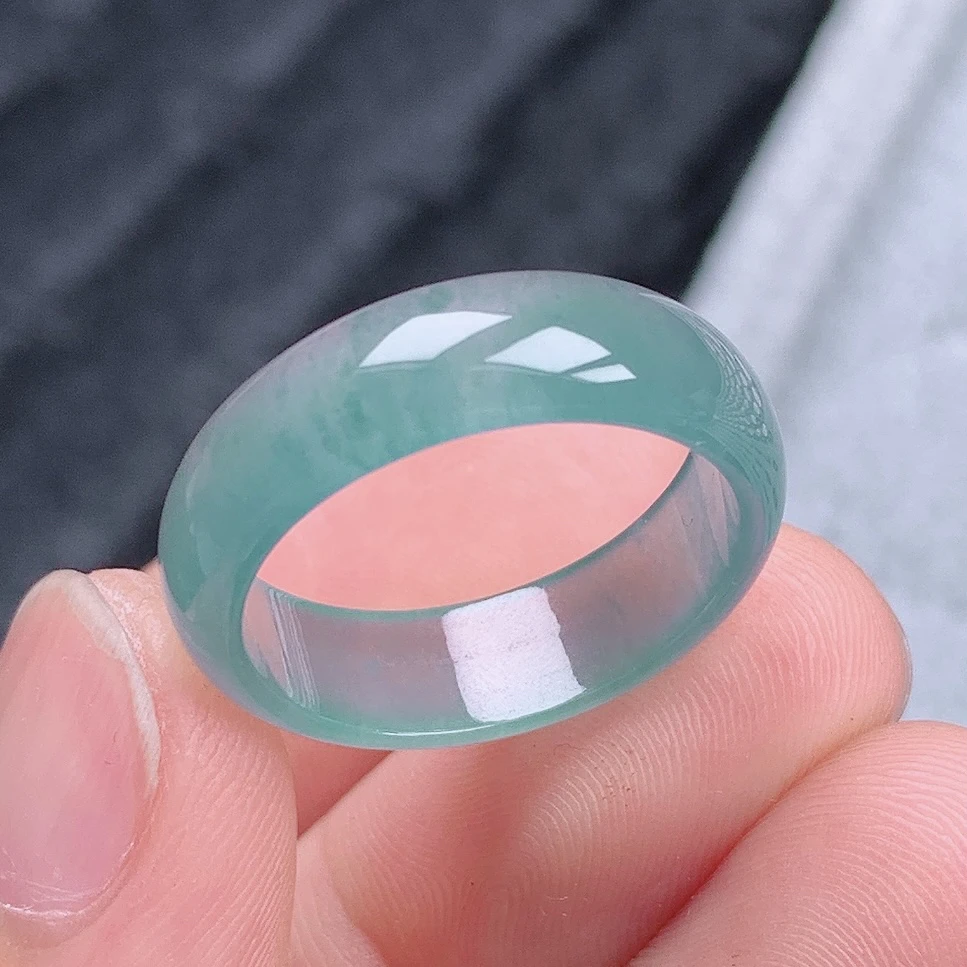 天然翡翠A货老坑冰种天空蓝翡翠戒指20-21号圈口内径19.3mm$99