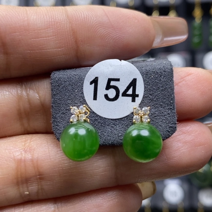 【闪购商品】和田玉耳饰18K金镶嵌9mm圆珠耳饰