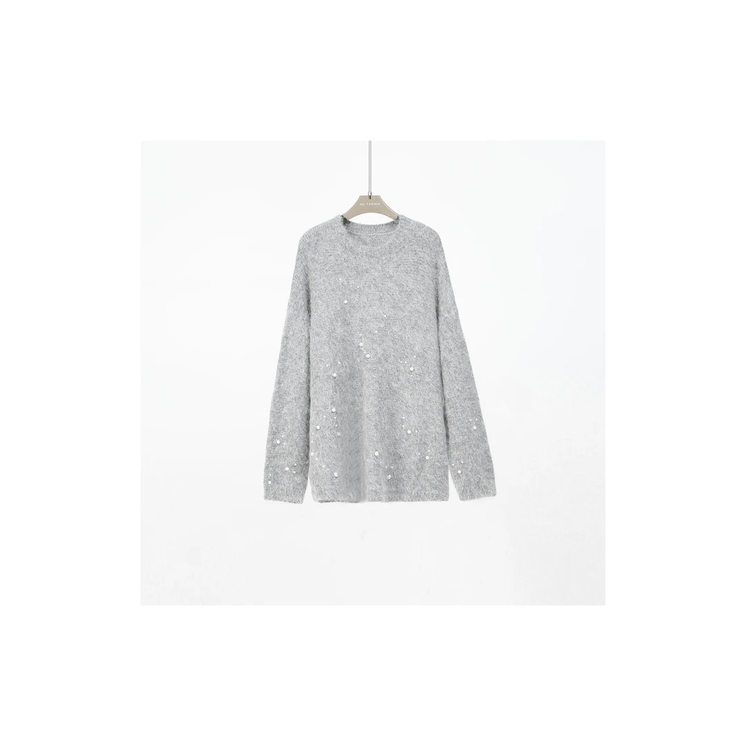 针织圆领女长袖休闲毛衣女装高领-2766