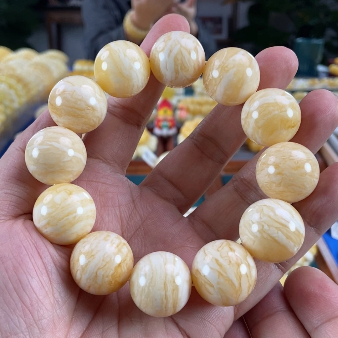 琥珀未镶嵌珠宝奇石21虎皮纹同料串66.33