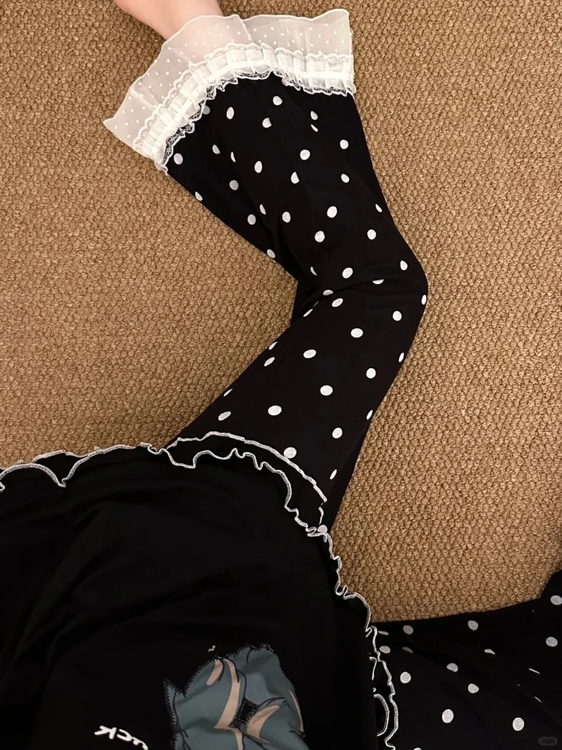 甜美风少女卡通波点小鸭短袖睡衣女夏季新款大码套装显瘦家居服夏