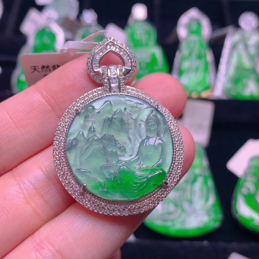 【闪购商品】翡翠银S925镶嵌吊坠(不含链)