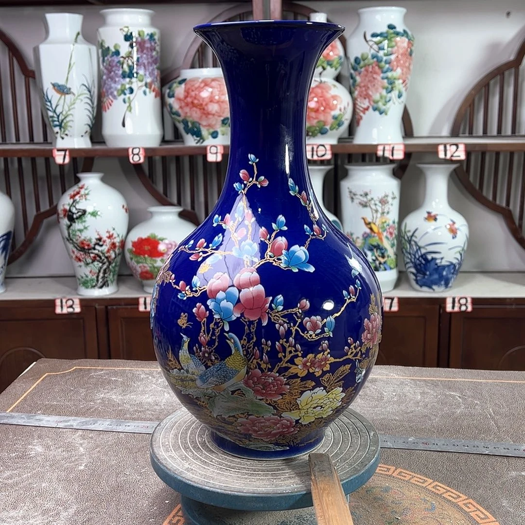 摆件陶景德镇陶瓷赏景泰蓝