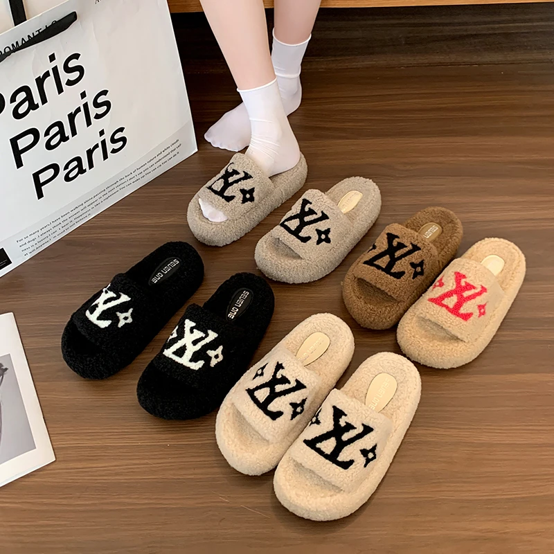 小香风毛毛拖鞋女秋冬外穿加绒厚底网红2025新款高级感小众棉拖鞋