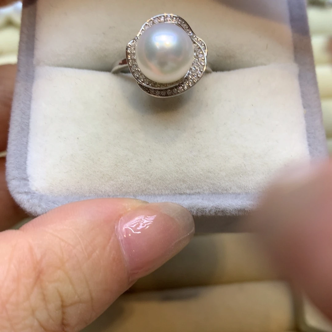 银S925镶嵌戒指海水珍珠
