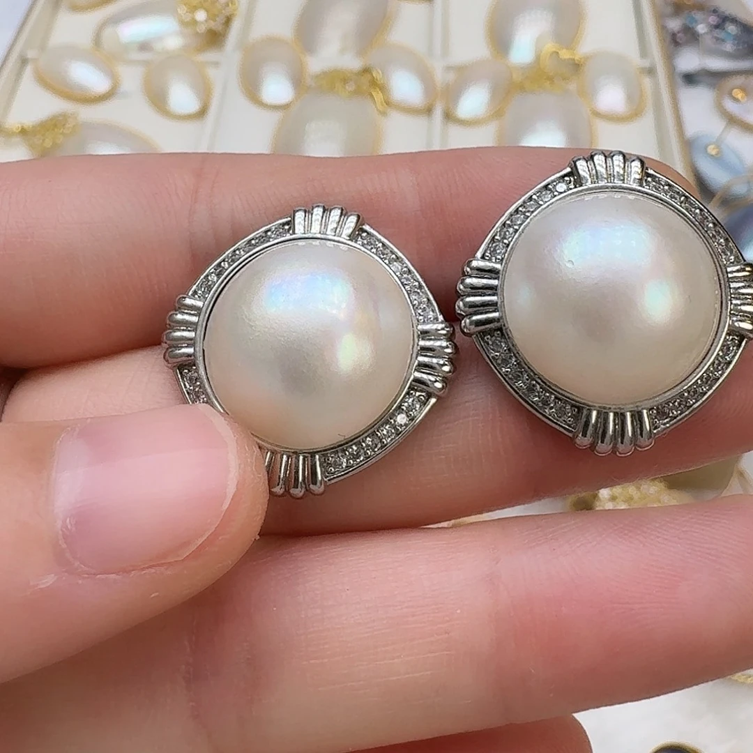 拼合珍珠（马贝珠）耳饰未镶嵌