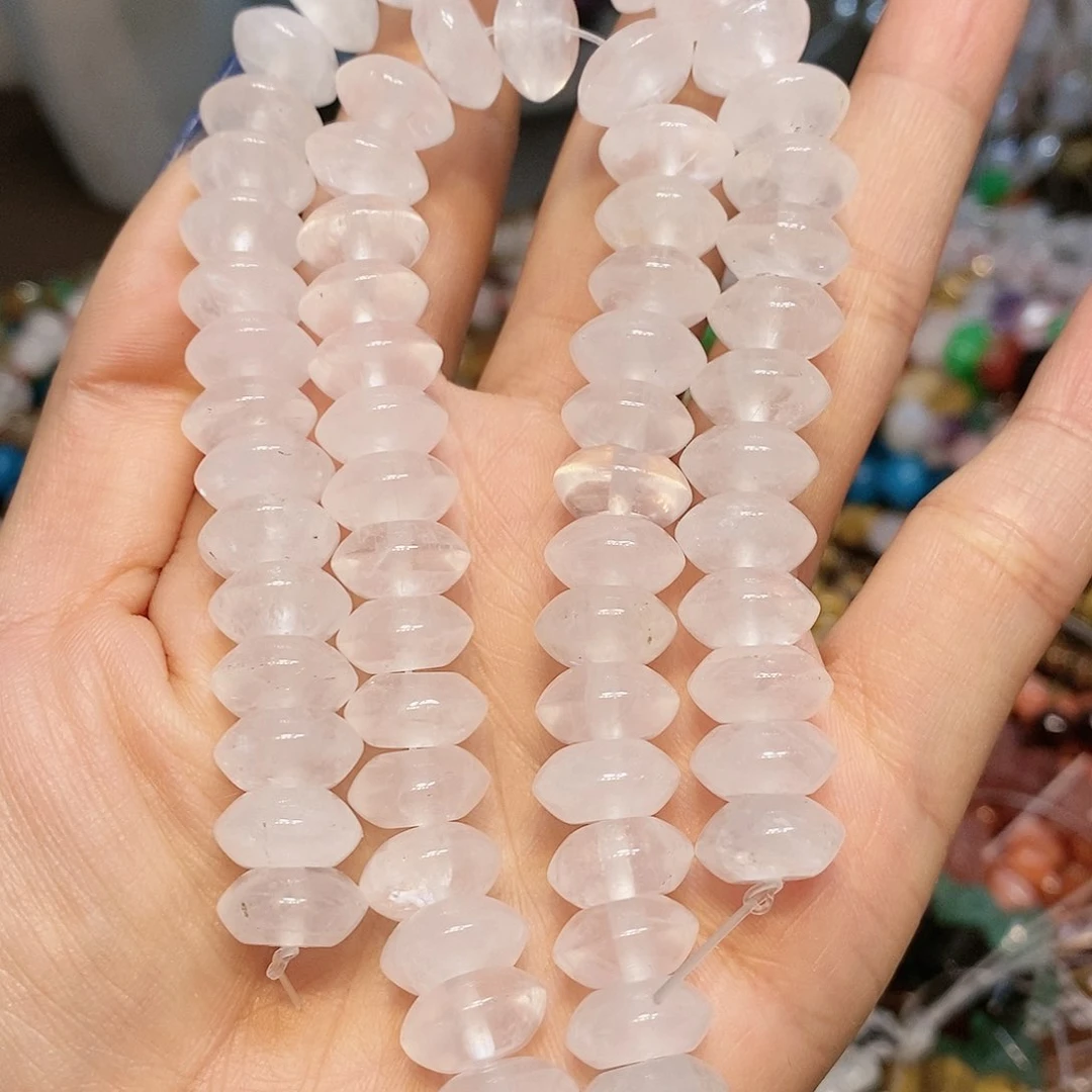 玛瑙/玉髓散珠天然白水晶飞碟12mm短条