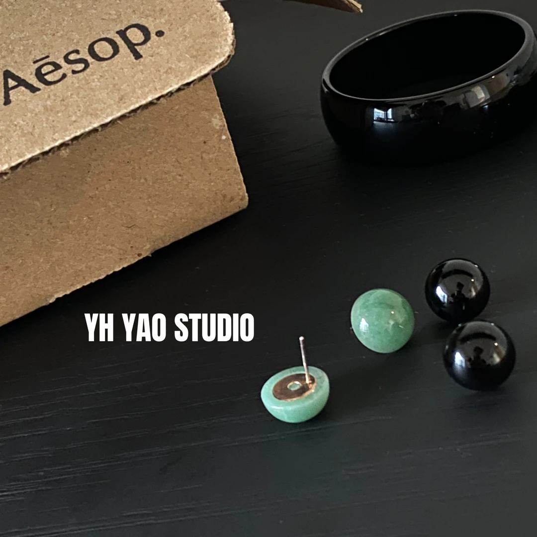 YH·YAO/姚雨何 925银莫桑石耳饰 百搭气质简约个性ins风双色耳钉
