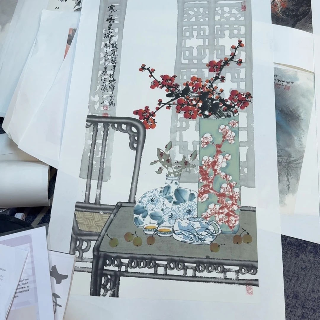 国画白羽老师清供图