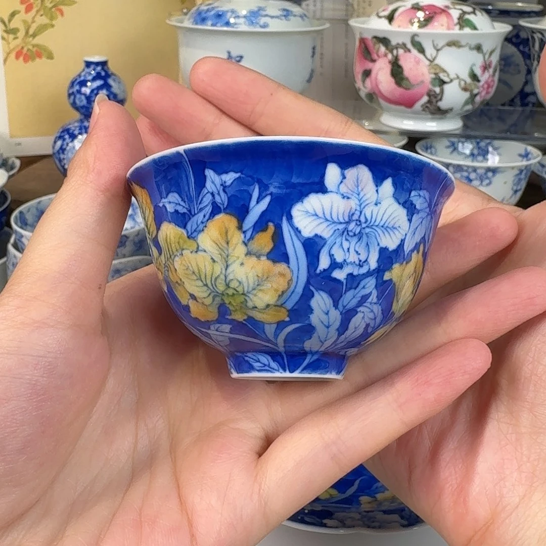 青樵轩五彩鸢尾花单杯